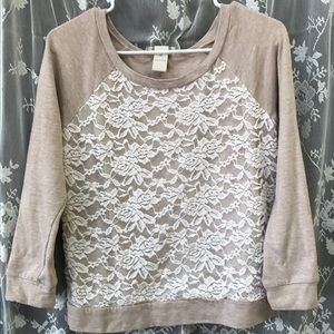 ANN TAYLOR LOFT🌹LACE FRONT SWEATSHIRT🌹